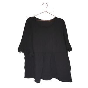 Shein curve beachwear black gauze coverup with lace trim on sleeves size 4XL